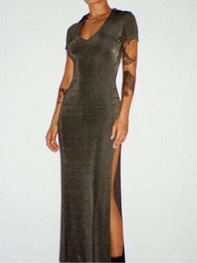 Motel Rocks Savita Maxi Dress in Dark Olive - Size XS